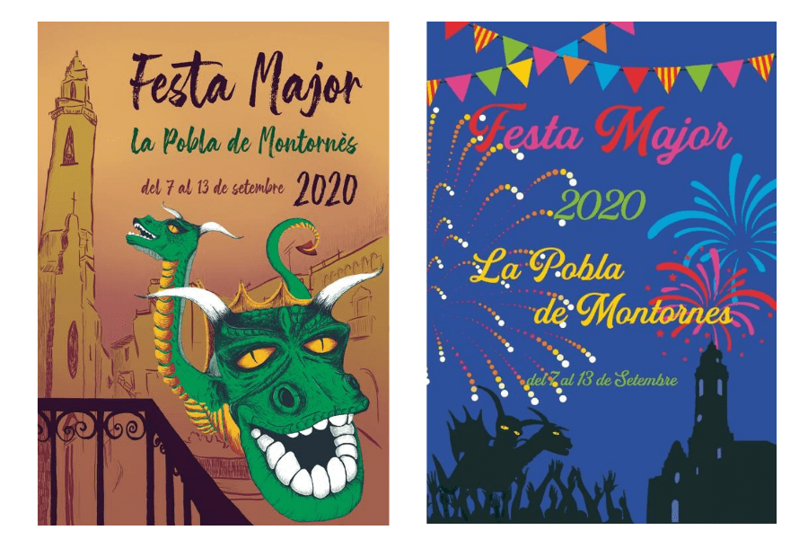 Dissabte coneixerem quin d’aquests dos cartells és l’oficial de la Festa Major de la Pobla de Montornès 2020