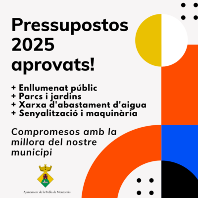 📢 El pressupost municipal per al 2025 presenta una xifra rècord d’inversions 657.696,43€ 💰