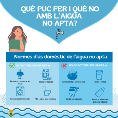 Aigua no apta per al consum humà a partir de divendres 20 de juny