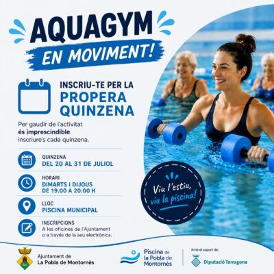 Recordatori! Encara ets a temps d’inscriure’t a la propera quinzena d’Aquagym!